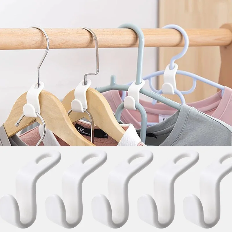 

200Set/Lot Wardrobe Space-saving Stack Hanger Hook Coat Hook Plastic Closet Stack Hanger Rack Bedroom Storage Organizer