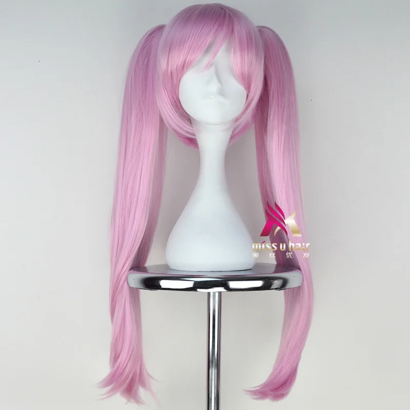 Sabage-bu! Urara Kasugano Cosplay Wig Sabagebu Survival Game Club! Pink Long Straight Pigtails Synthetic Hair for Adult+wig cap