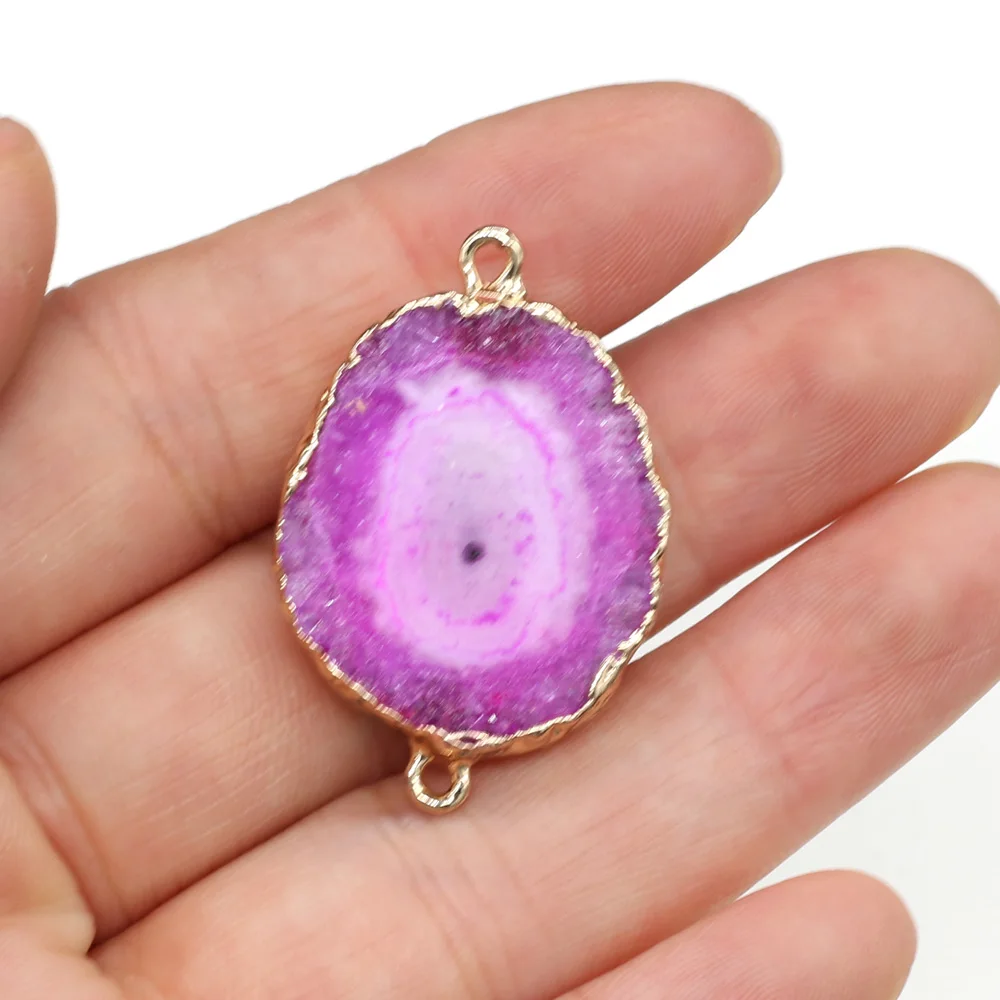 Trendy Natural Druzy Agates Stone Charms Connector Pendant Irregular Quartz Pendants for Jewelry Making DIY Necklace Bracelet