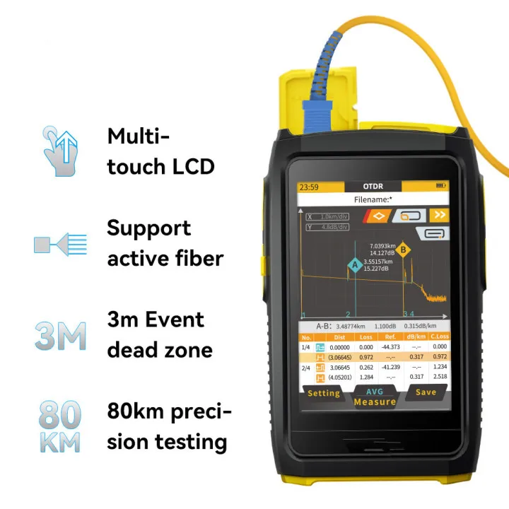 ミニotdrアクティブファイバーライブテスト,タッチスクリーン,opm,vfl,ols,sc,apc,upc,1550nm,20db,80km,トップ