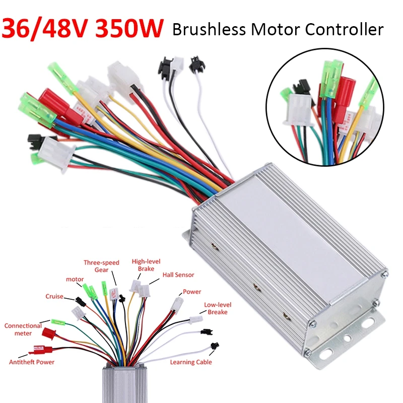 36V/48V 350W Brushless DC Motor Controller For Electric Bicycle E-bike Scooter