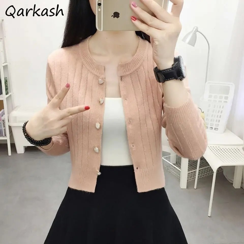 

Cardigan Women O-neck Single Breasted 4 Colors Vintage Elegant Tender Spring Knitwear Leisure Soft Sweaters Popular Female New