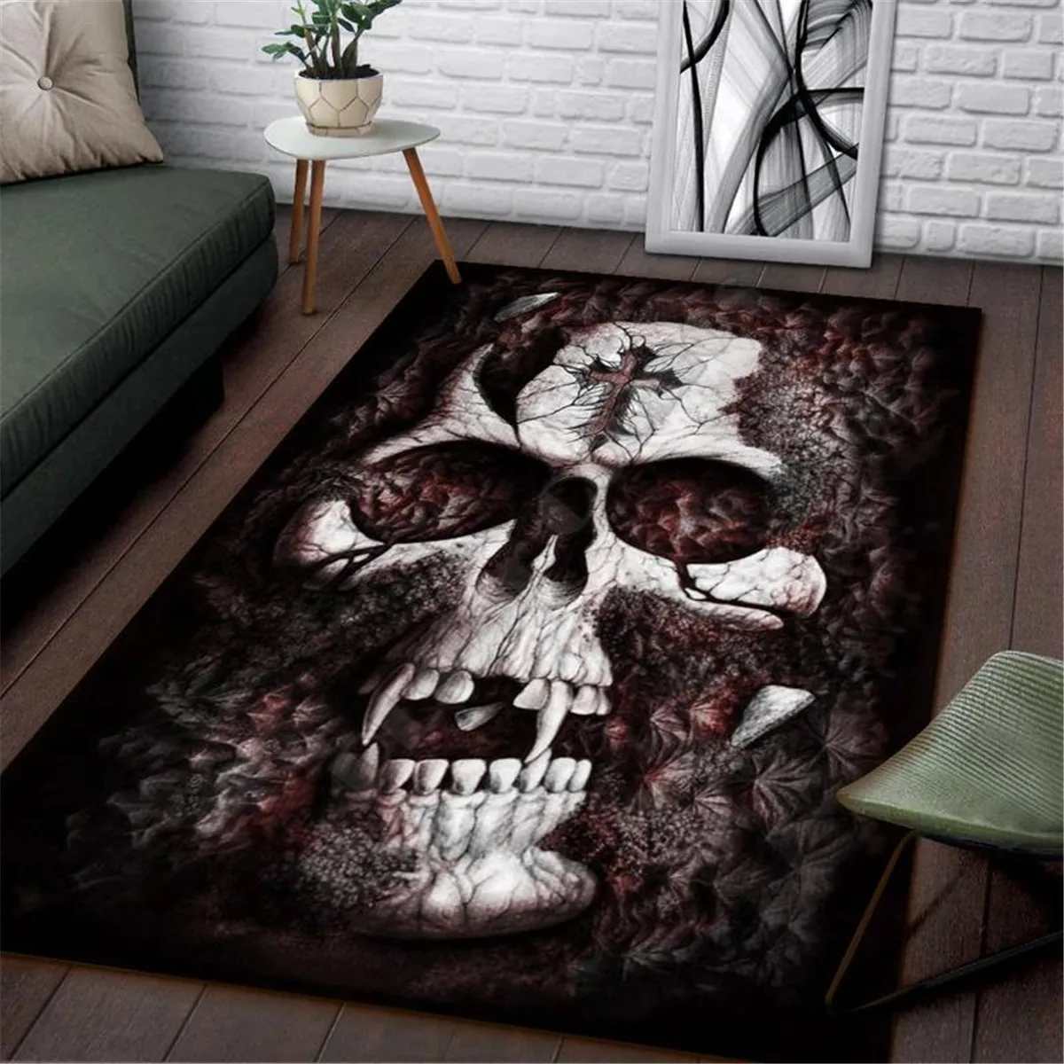 Skull Area Rug 3D All Over Printed Carpet Mat Living Room Flannel Bedroom Non-slip Floor Rug 03