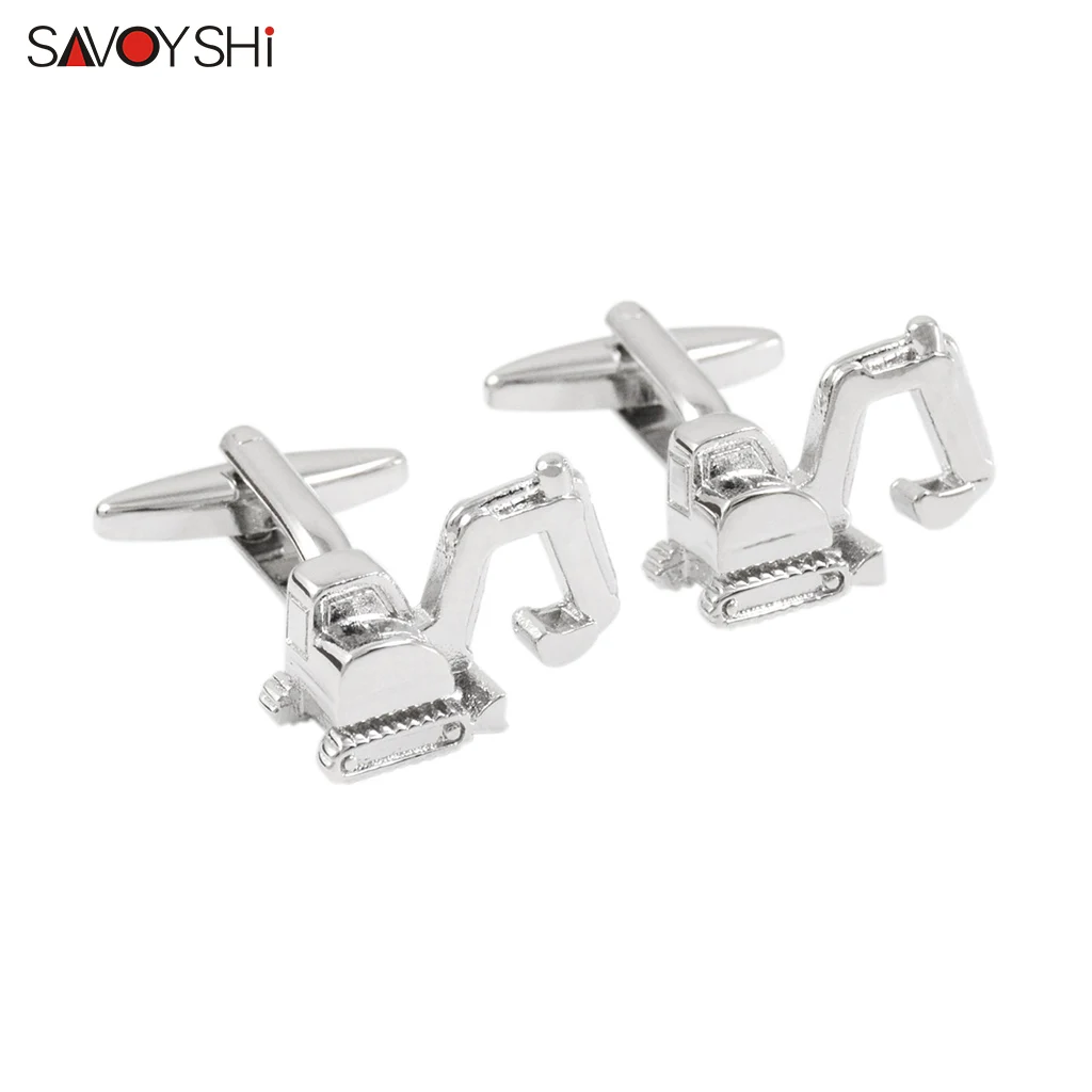 SAVOYSHI Novelty 3D Excavator Cufflinks for Mens Shirt Cuff buttons High Quality Stainless Steel Cuff links Gift Jewelry