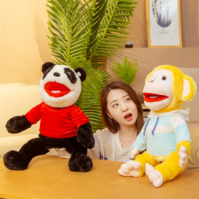 60cm grande burattino a mano animale bambini bambola morbida divertente puntelli per feste Baby Story Doll Monkey Boy giocattoli di peluche regalo per bambini