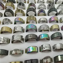 5Pcs Mixed Lots Unisex Stainless Steel Rings Jewelry Party Fashion Finger Ring Gifts Silver Color Gold Rainbow Black
