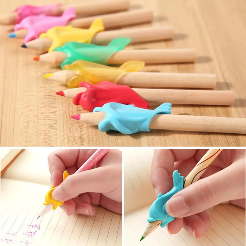 10Pcs/Set Children Students Pencil Holding Practise Dolphin Fish Writing Posture Correction Device Silicone Hold A Pen Corrector