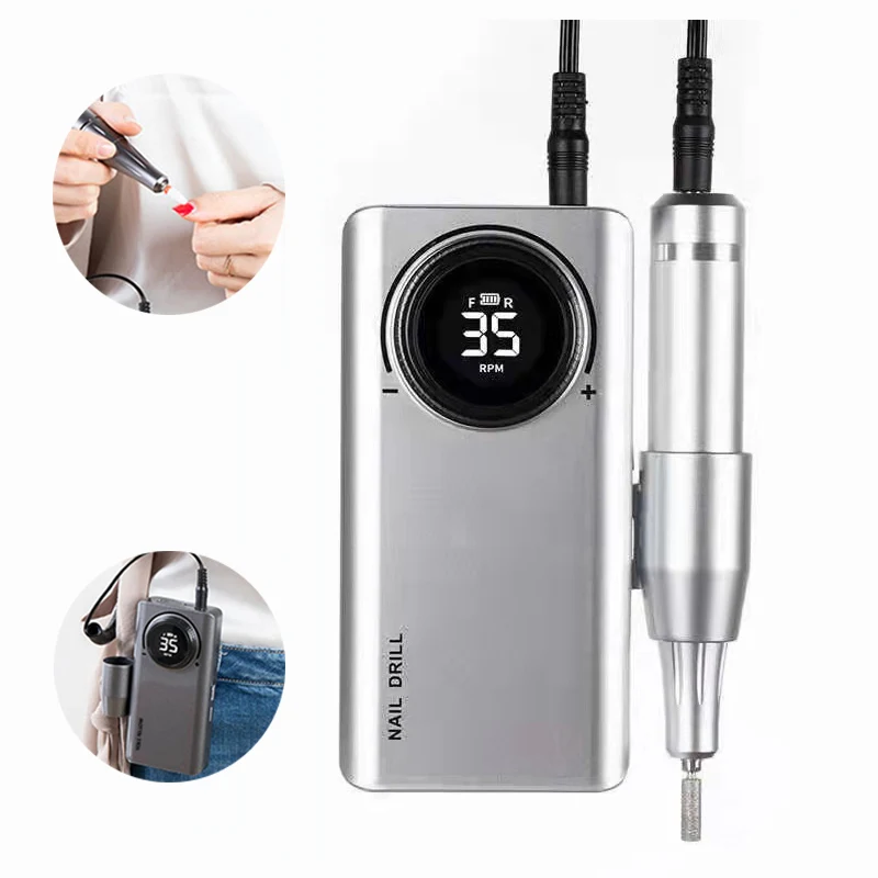 Rechargeable Nail Art Electric Drill with Digital Display Polishing Pen Usb High-Speed Silent Non-Scalding Nail Remover Tool