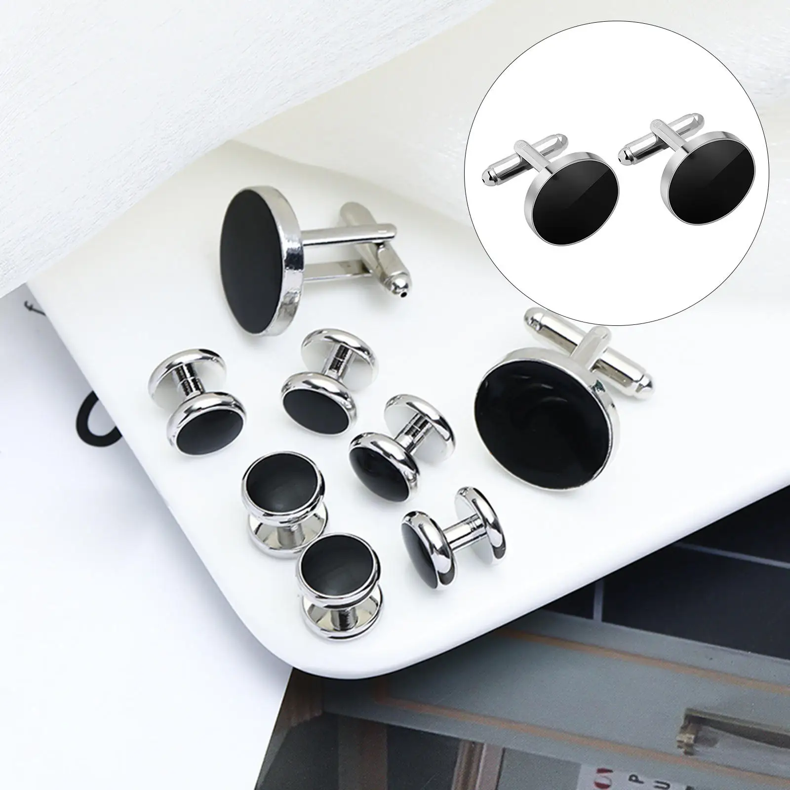 Cufflinks and Studs Set Classic Unique Jewelry for Puit Shirts Business Anniversary