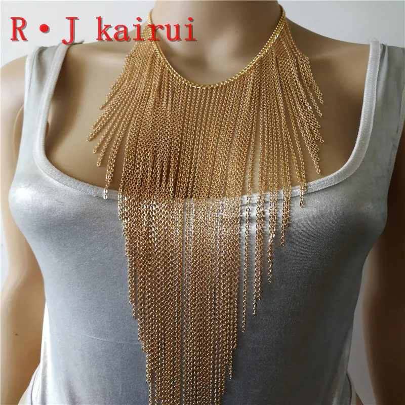 New Style RJN30 Handmade Gold Neck Chains Jewelry Layers Link Necklace Chains Costume Jewelry 3 Colors