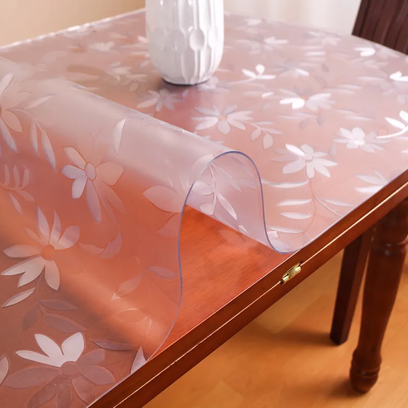 2021 Clear Flower Soft Glass Oval Table Cloths Decorative Placemats Oilproof Cloth Glass Soft Cloth Covers Placemats Textiles