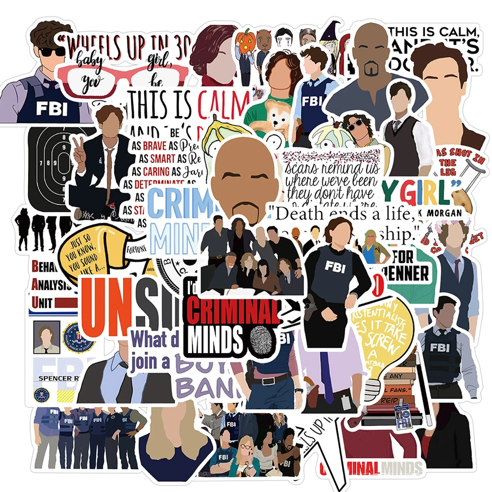 10/30/50PCS Criminal Minds TV Show Stickers Graffiti Skateboard Guitar Laptop Motorcycle Luggage DIY Waterproof Funny Sticker