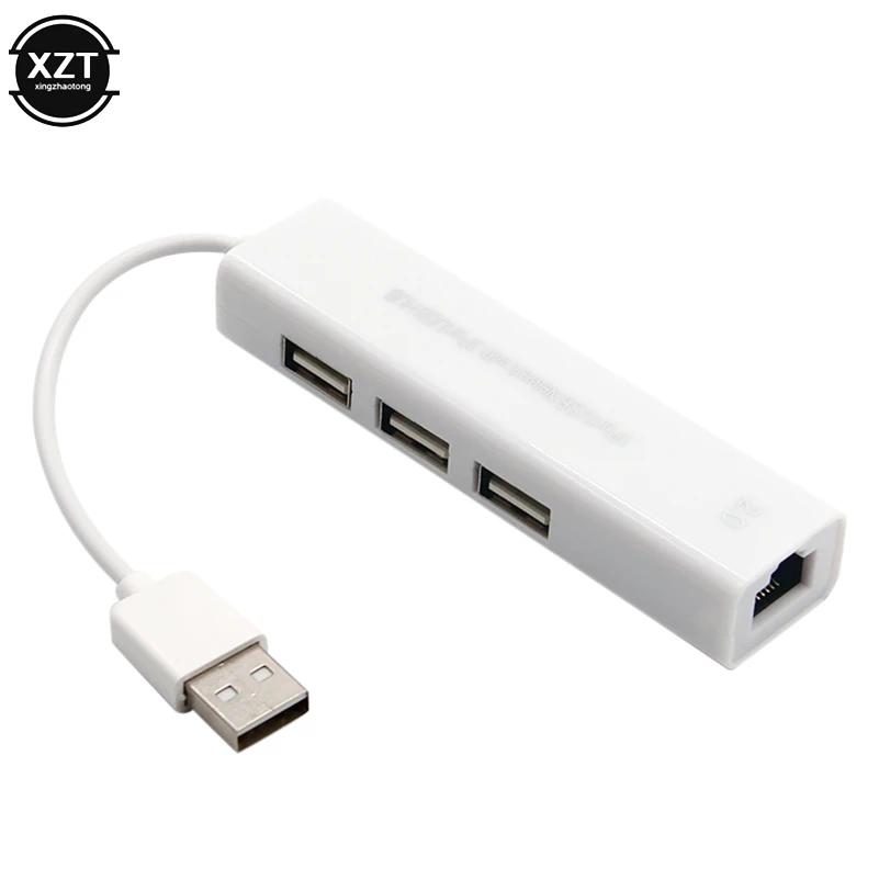 Сетевая карта USB Ethernet с 3 портами, высокоскоростной USB 2,0 к RJ45 Hub 10/100, адаптер Ethernet, свободный драйвер, флэвс для Macbook Win