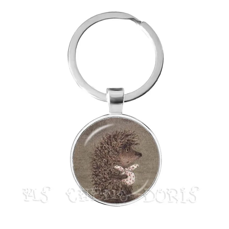 Little Hedgehog In The Fog Key Chains 25mm Glass Dome Keychain Yozhik v tumane Creative Jewelry For Women Men Kids Gift