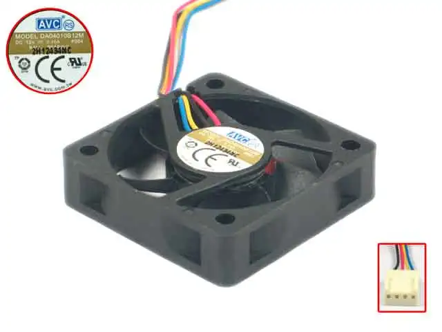 

AVC DA04010B12M P004 DC 12V 0.10A 40x40x10mm Server Cooling Fan