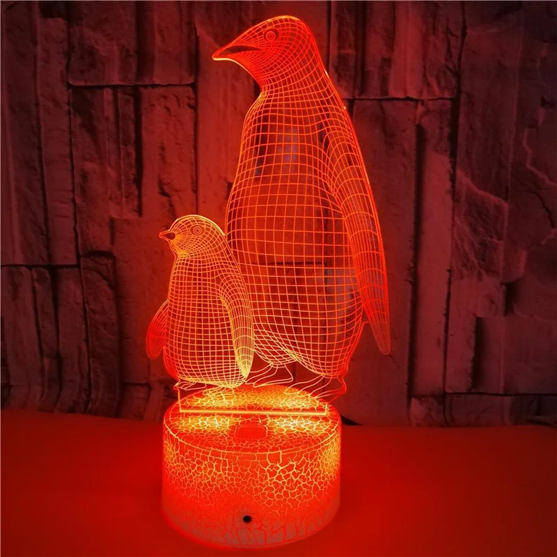 Penguin 3D Lamp for Kids 16 Colors Changing Illusion Animal Night Light Child Bedroom Decor Cool Birthday Gifts for Boy Girl