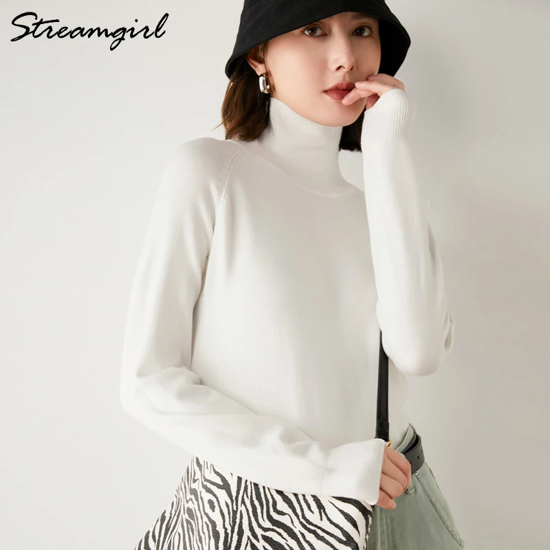Camisola de gola alta feminina 2022 outono inverno camisola feminina de malha rosa topo preto camisola de caxemira pullovers de gola alta