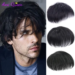 AS-Perruque toupet courte naturelle pour hommes, Topper de style de cheveux pour jeunes hommes, Perte de cheveux chauve, Ligne de cheveux élevée, Extensions de cheveux à clipser