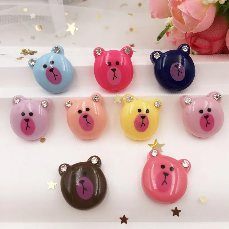 10PCS Mix Kawaii Hand-Painted Resin Colorful Grizzlies Flatback Cabochon Rhinestone Scrapbook DIY Decor Home Figurine Craft F796