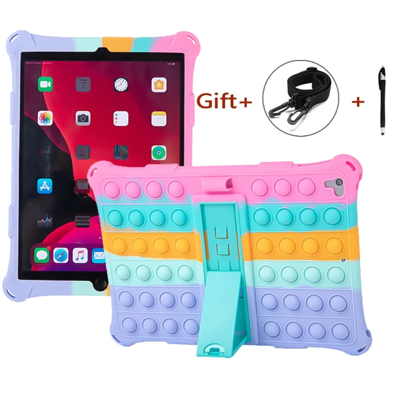 Pop Fidget Toys Push It Bubble Stress-Relieve Non-toxic Soft Silicone Case for IPad(5th 6th Gen)9.7inch(A1893/A1954/A1822/A1823)