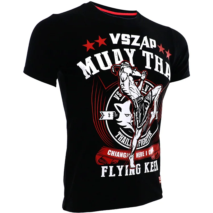 VSZAP Muay Thai Fighting Black T-Shirt, MMA, Bjj, Martial Arts, Fitness Training, Brazilian, Jiu Jitsu Shirt