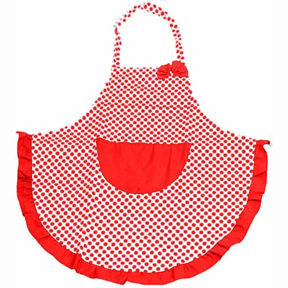 Women Apron With Pocket Cute BowKnot Dot Aprons Canvas Fashionable Practical Kitchen Restaurant Cafe Bib Cooking