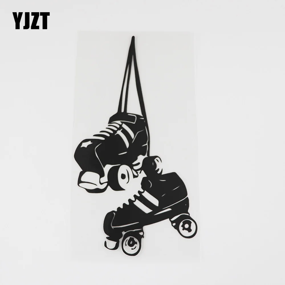 YJZT 9.3CMX17.3CM Sliding Shoes Fashion Decal Vinyl Car Sticker Black/Silver 8A-0856