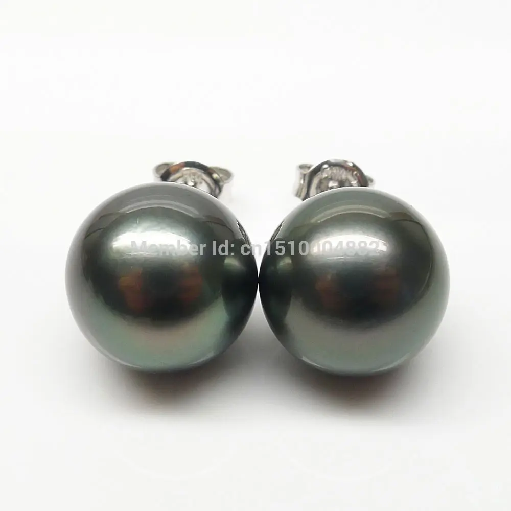 

GENUINE TAHITIAN PEARL 18 White EARRING!PERFECT STUD