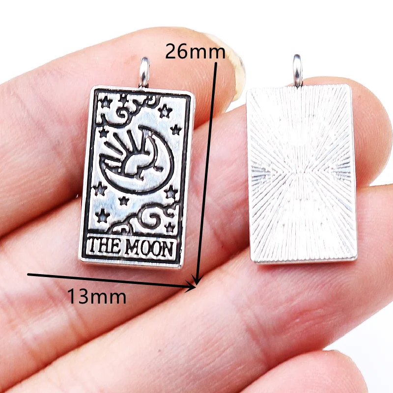 15pcs Silver Plated Witch Divination Tarot Card Moon Sun World  Pendant  DIY Charm Bracelet Necklace Jewelry Crafts Making