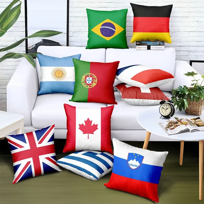 National Flags Cushion Cover Modern Fashion Nordic Polyester Pillow Cover Sofa Couch Decorative Throw Pillows Case Home Decor