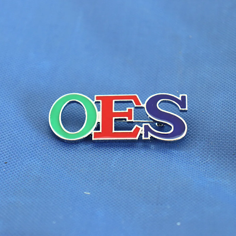 Fashion Metal Enamel Letters OES Pin Club Organization Label Order Easter Star Mason Brooch Jewelry