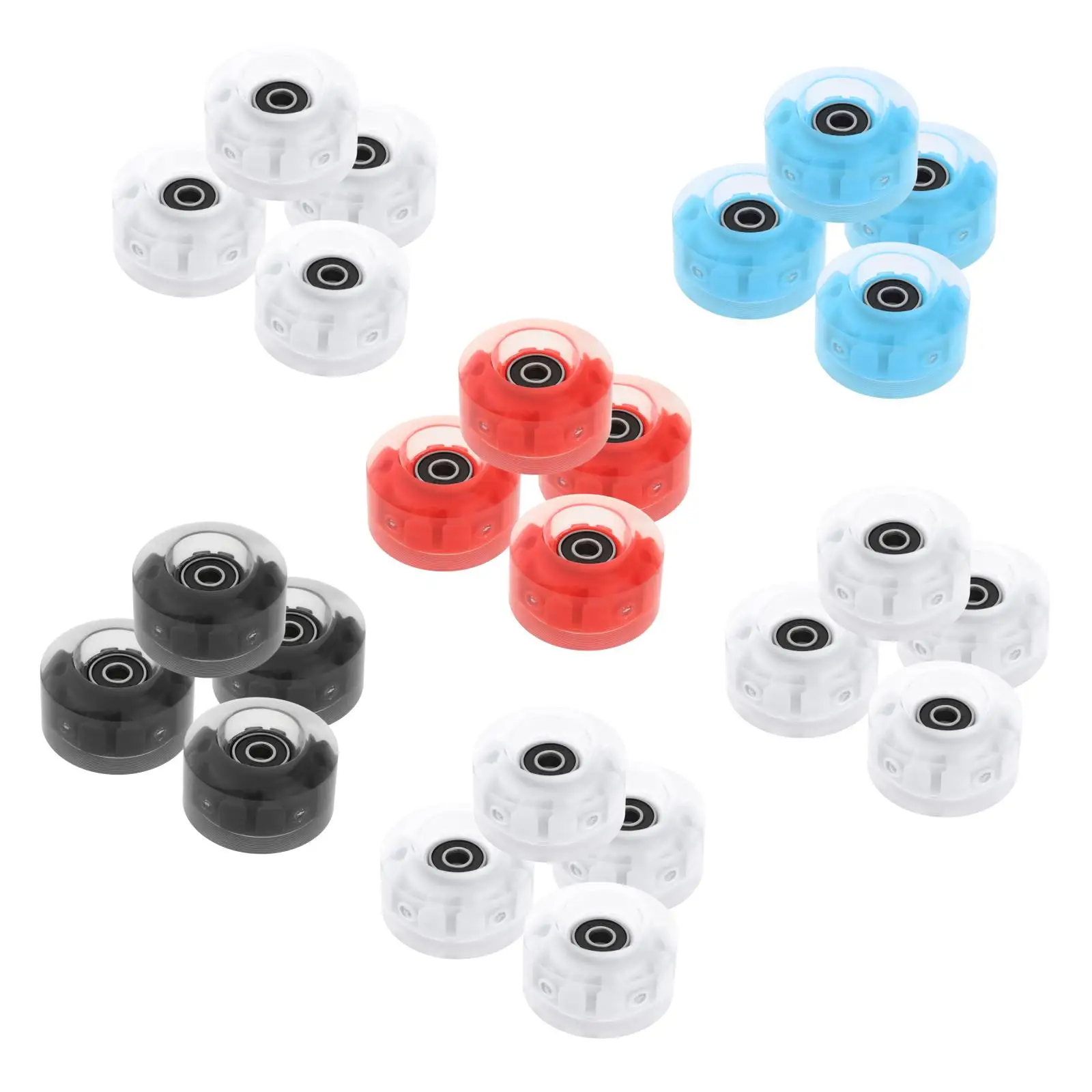 4Pack Quad Roller Skate Wheels Light Up Bearings for Double Row Skating Grip Bearings Parts Free Rollerskate