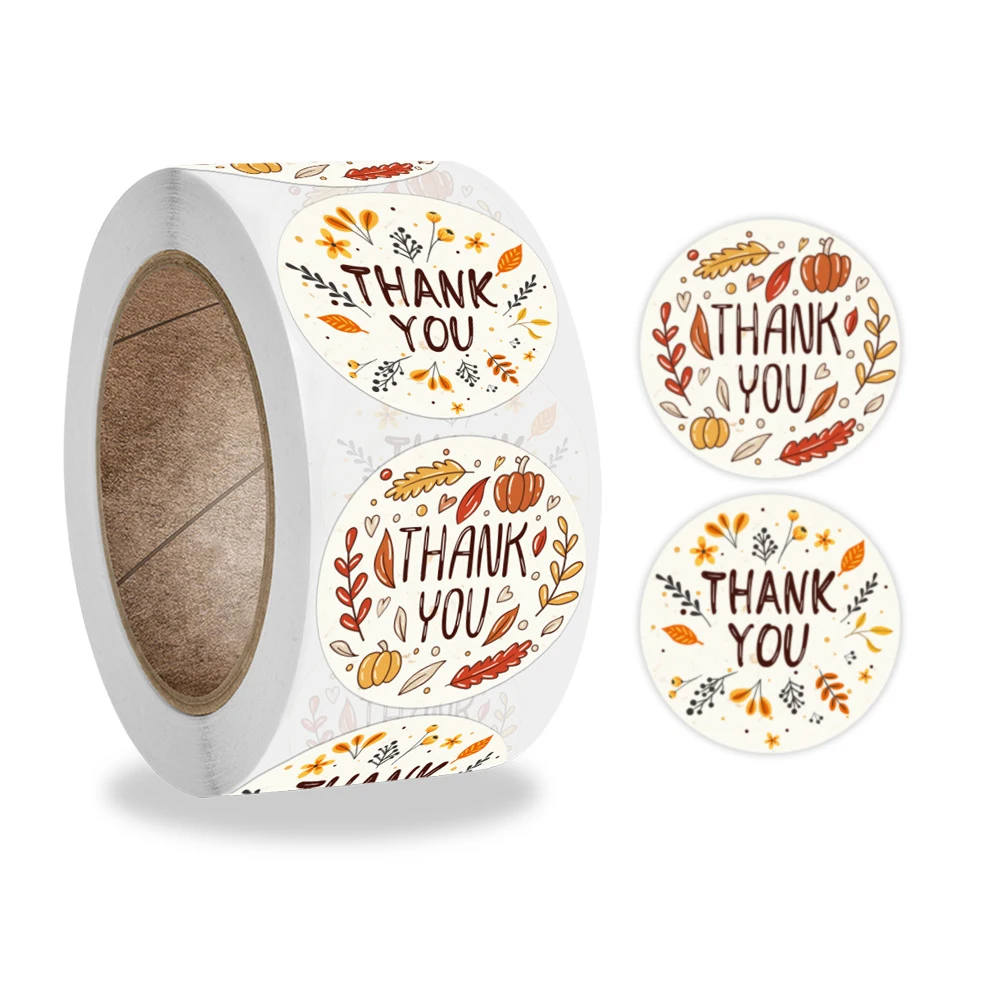 100-500pcs Thank You Round Sticker Scrapbook Envelope Seal Sticker Gift Flower baking Decoration Stationery Label Sticker