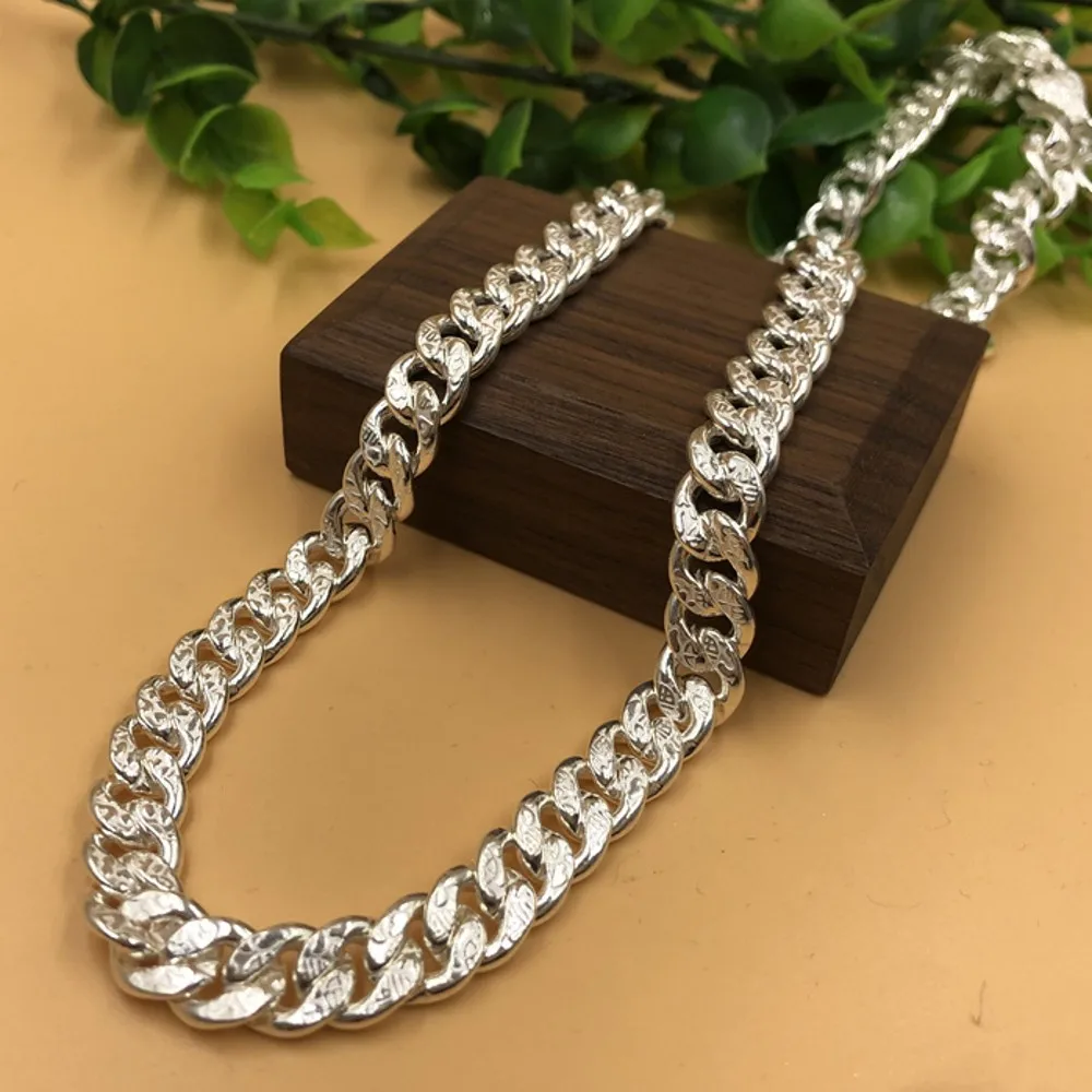 BOCAI New Real S999 Silver Men‘s Necklace Single Flat Chain Dover Personality Domineering Good Luck Fashion Jewelry Wholesale