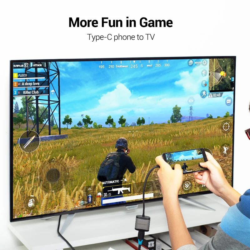 Vention USB C HDMI 케이블 C타입-HDMI 썬더볼트 3 어댑터, 맥북 삼성 갤럭시 S10/S9 화웨이 메이트 20 P20Pro USB-C HDMI