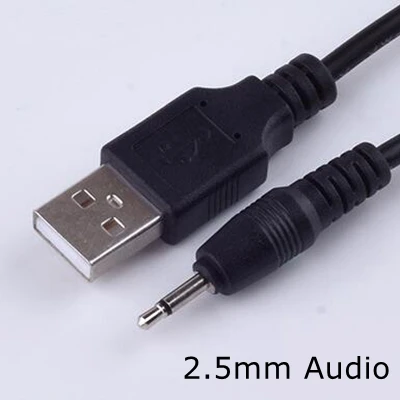 Czarny 1m gniazdo USB Aux 2.5mm 3.5mm dźwięk Mono 4 polak kabel USB2.5 2.5mm gniazdo USB USB 2.0 do DC2.5mm 2A ładowania kabel zasilający 3FT