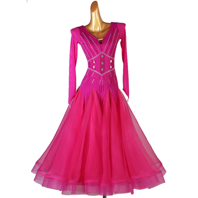 Padrão vestido de salão dança competição vestidos valsa moderno vestir traje feminino tango flamenco personalizar d1038 bainha grande