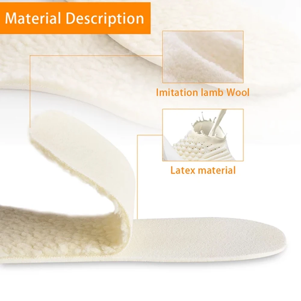 Wool Warm Heated Insoles for Kids And Adult Winter Shoes Thermal Thickened Artificial Cashmere Shoes Inserts Snow Boots Warm Pad