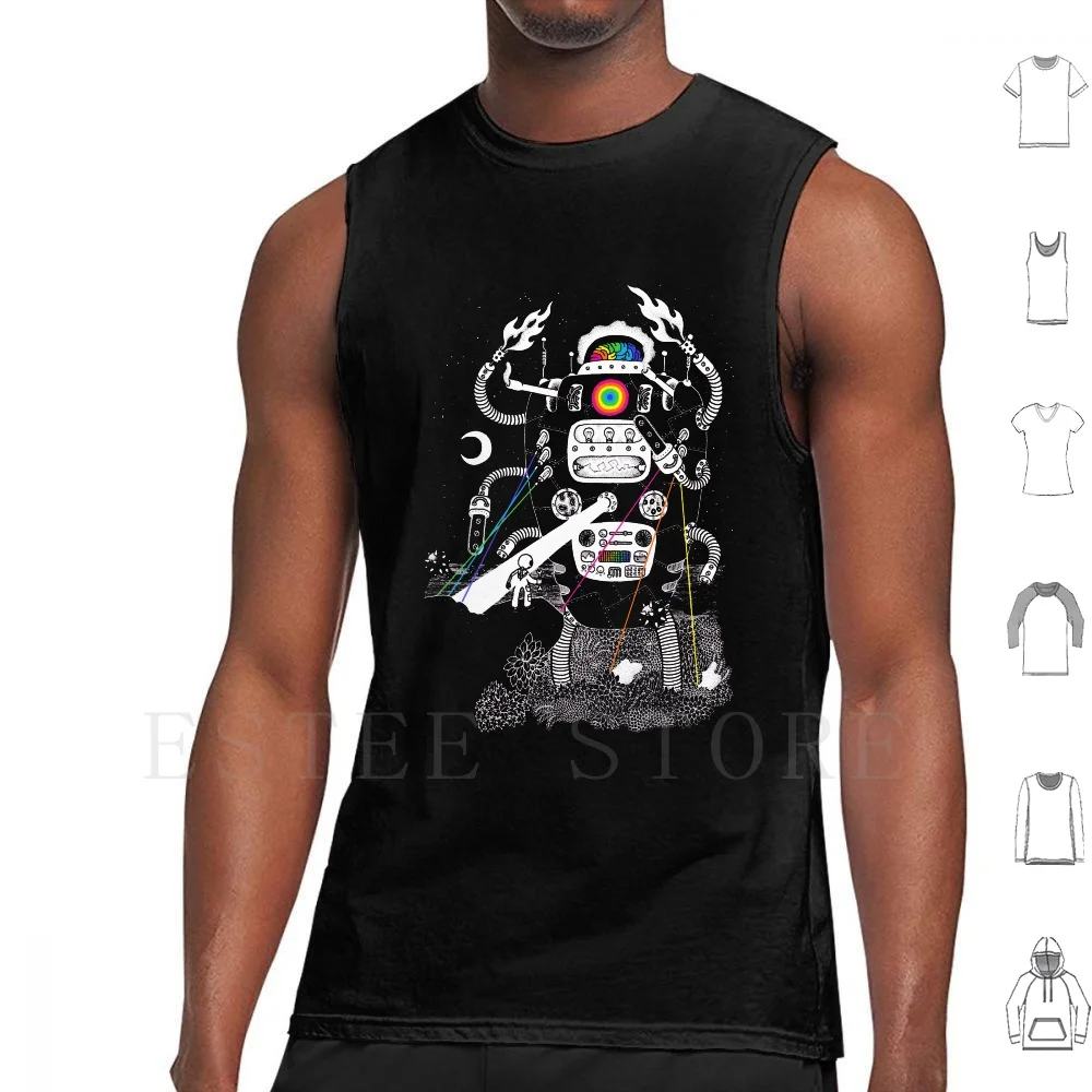 Behold My Wrench , Destructron! Tank Tops Vest Sleeveless Apocalypse Black And White Destruction Hero Machines Mechanic