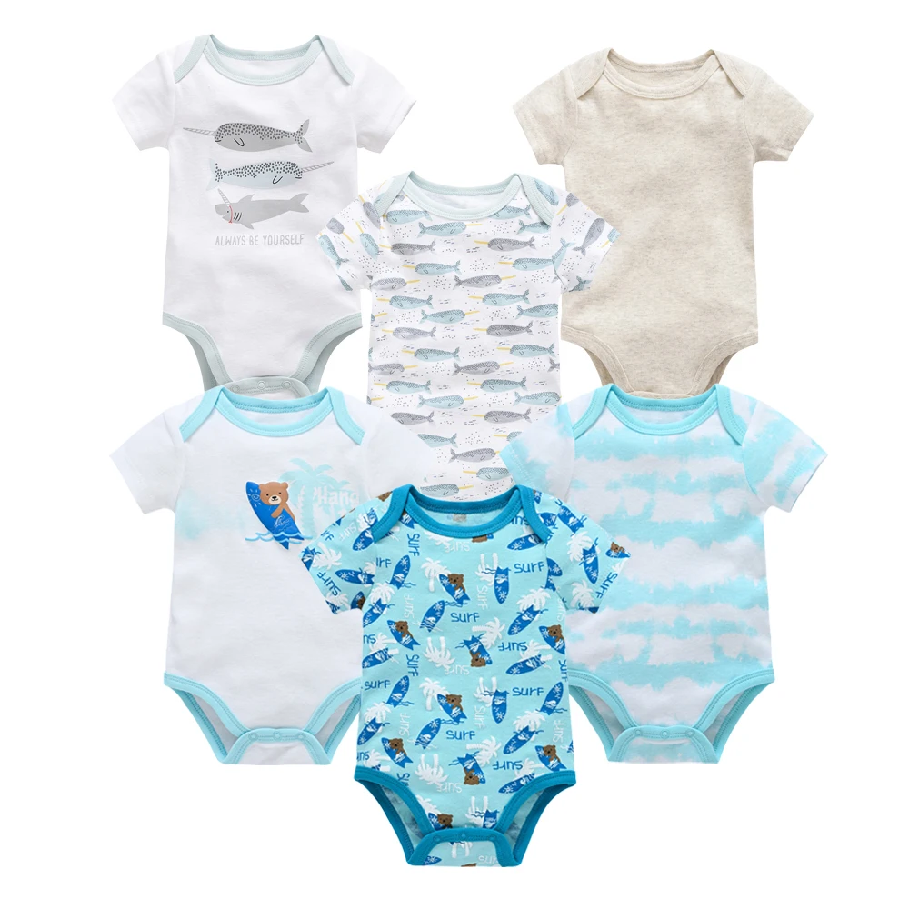 2024 New Summer Baby Bodysuit 3 6 Pcs/set Short Sleeve Cartoon Cotton Clothes Body bebe Newborn Clothes Infant Overalls