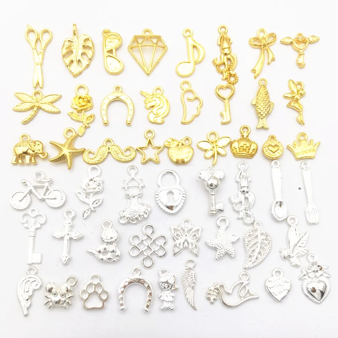 

50PCS hot sale mixed golden bright silver zinc alloy bracelet necklace handmade jewelry making wholesale DIY accessories