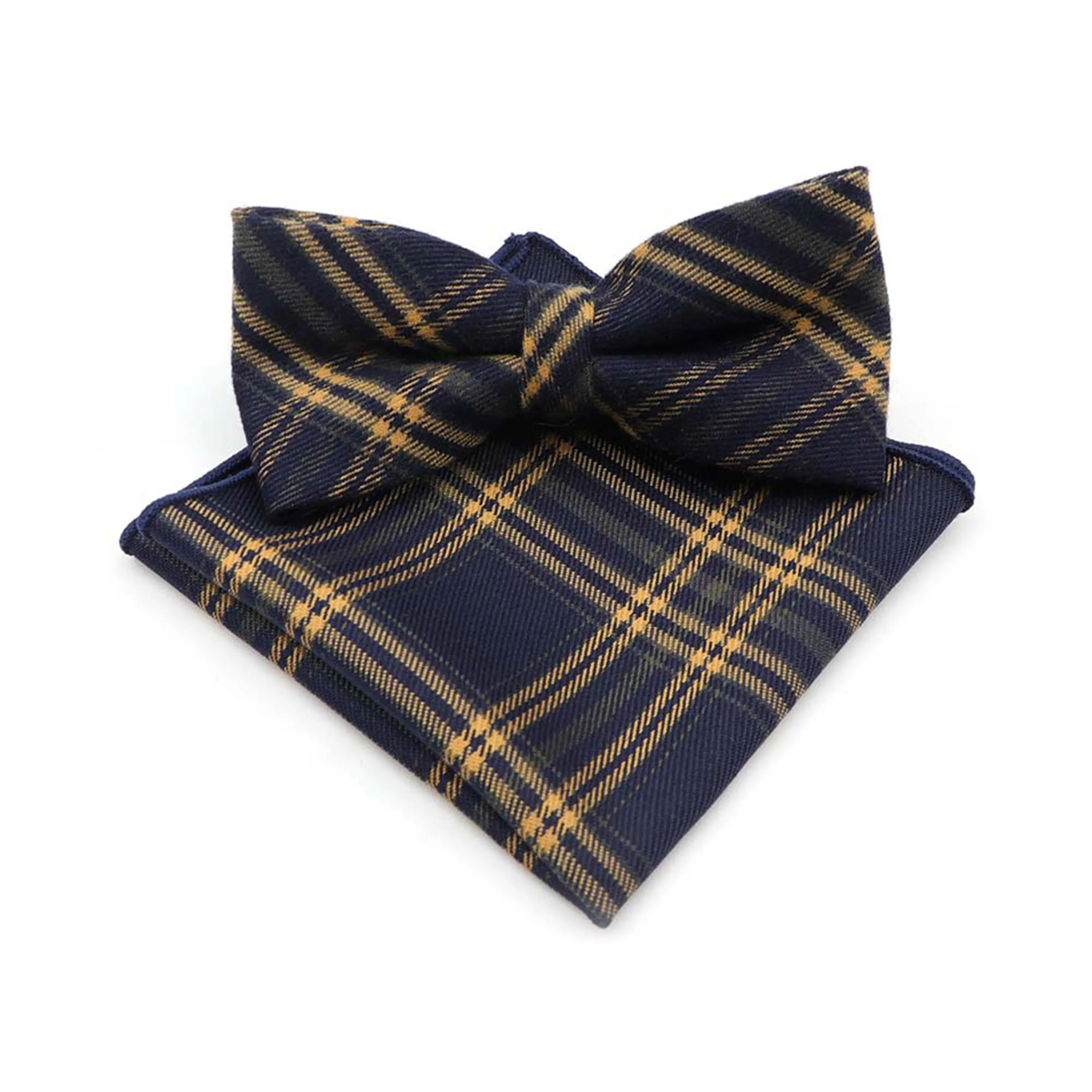 

Men's Formal Stripe Plaid Hankerchief Adjustable Bow Tie Set Vintage Fabric Of Business Suit Hankies Bowtie Party Accessories