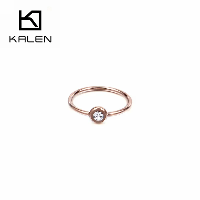 KALEN Fashion MINI Round Wedding Bands Rings For Women Tri-Color Stainless Steel Cubic Zircon Bijoux Mujer Anillos Party Jewelry