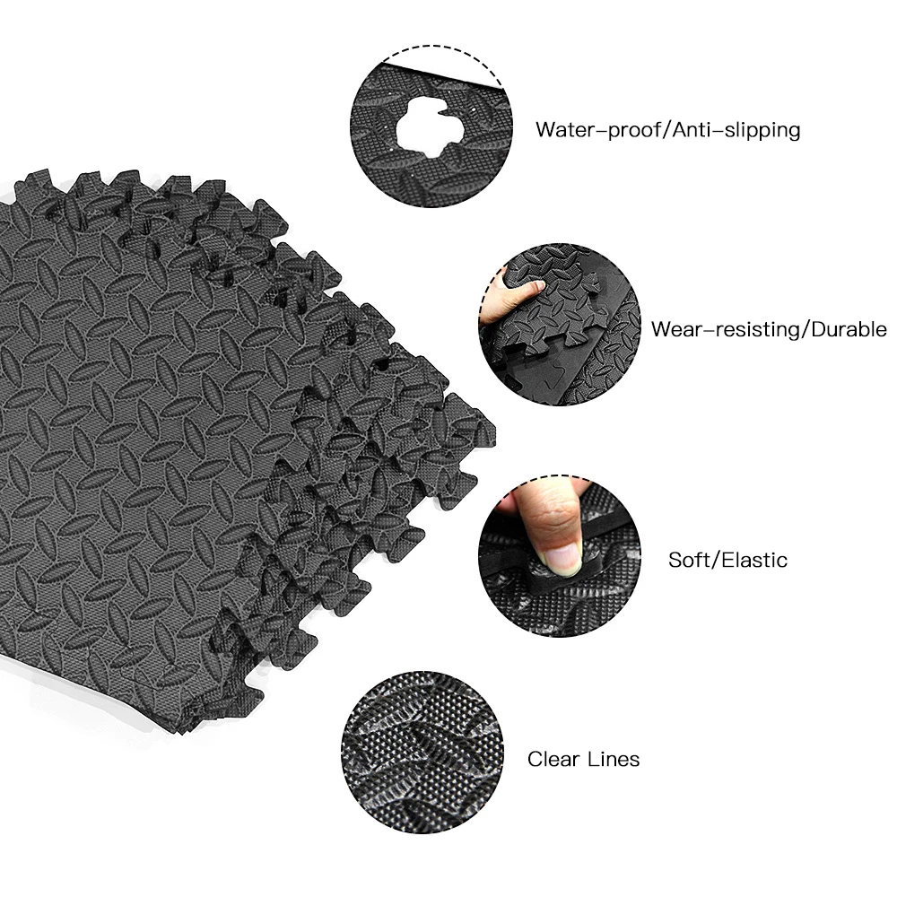 30*30cm EVA Foam Interlocking Tiles Protective Flooring Waterproof Anti-Skid Splicing Mat Shock Indoor Outdoor Yoga Fitness Mat