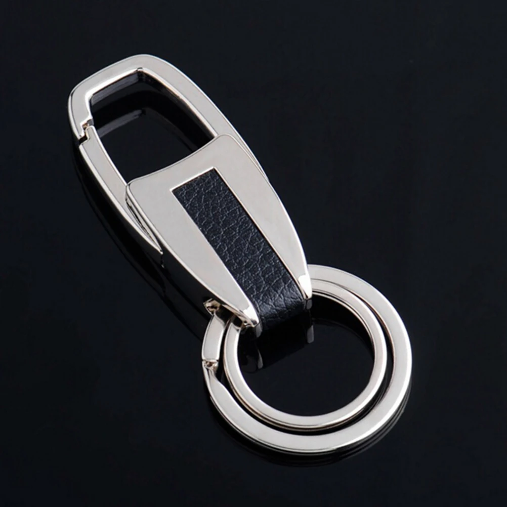 Luxury Leather Men Keychain Black Clasp Creative DIY Keyring Holder Car Key Chain For Men Jewelry Gift