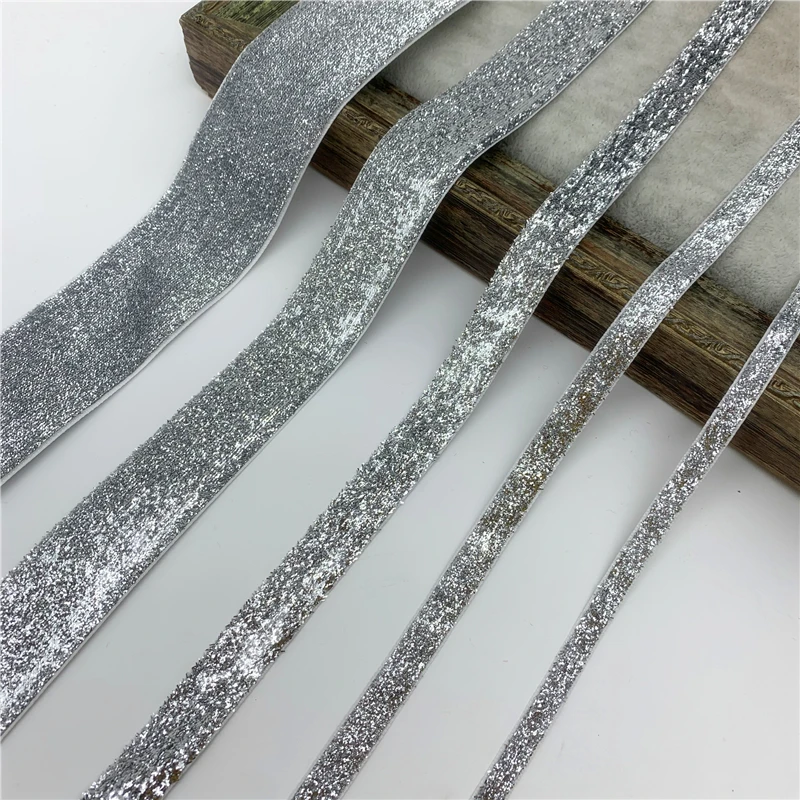 6MM-38MM Silver Glitter Velvet Ribbon For Handmade Gift Bouquet Wrapping Supplies Home Party Decorations Christmas Ribbon