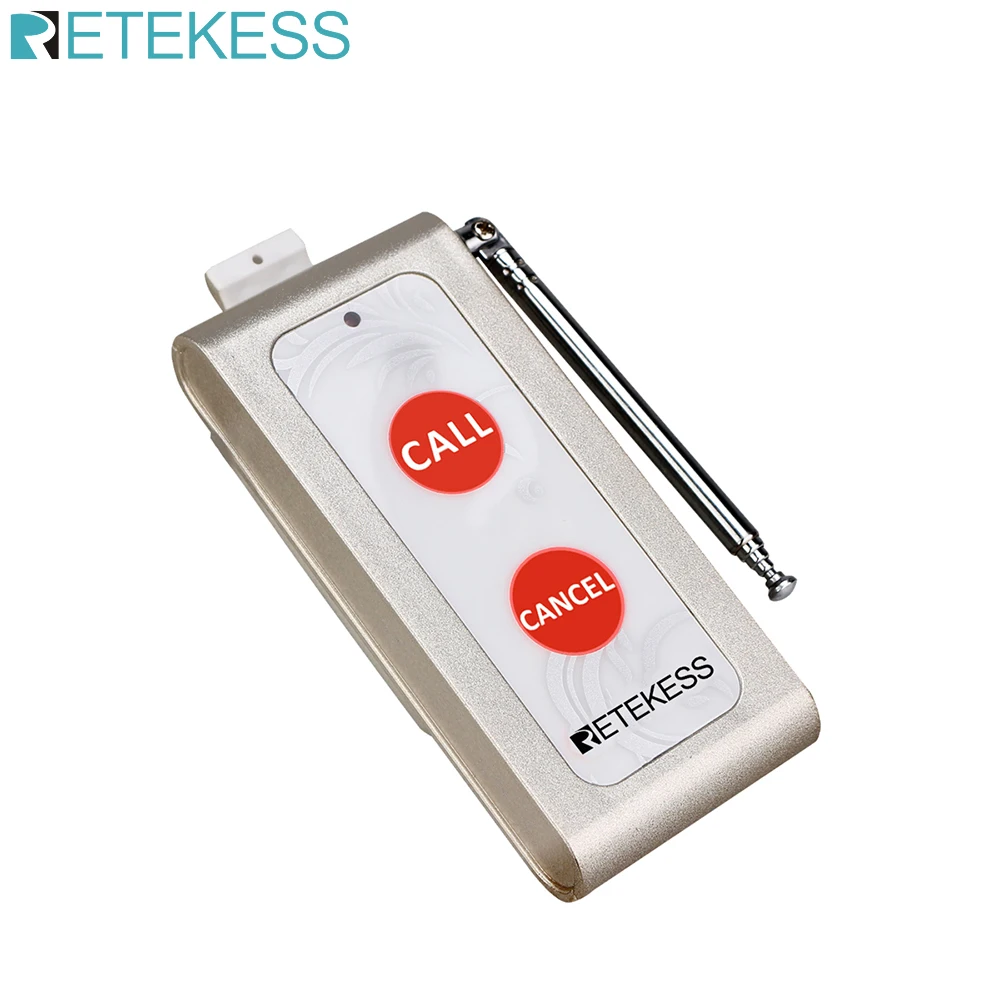 Retekess TD004 Two-key Wireless Calling Bell Pager Call Button Transmitter Wireless Calling System for Restaurant Cafe Bar Hotel