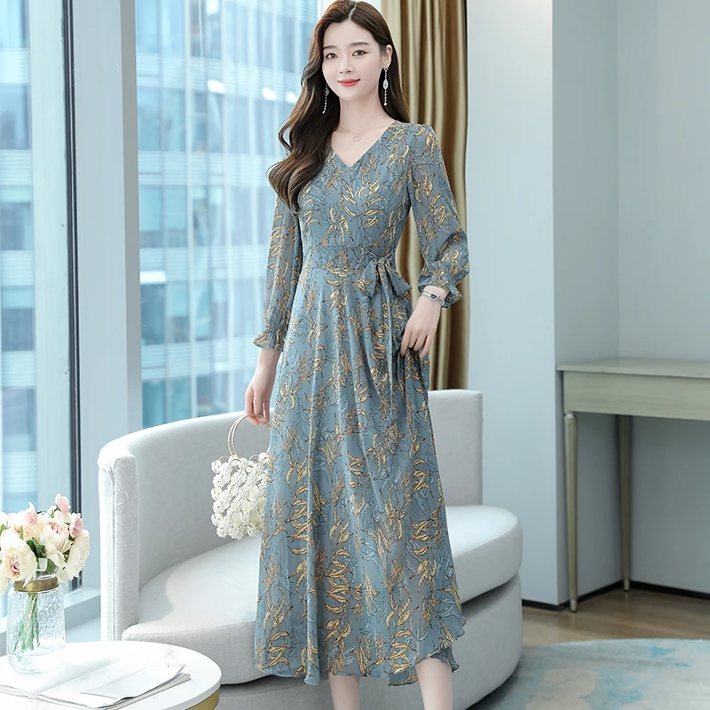 white christmas dresses Women Spring Chiffon Dress With Polka Dot Print | ZORKET main image 1