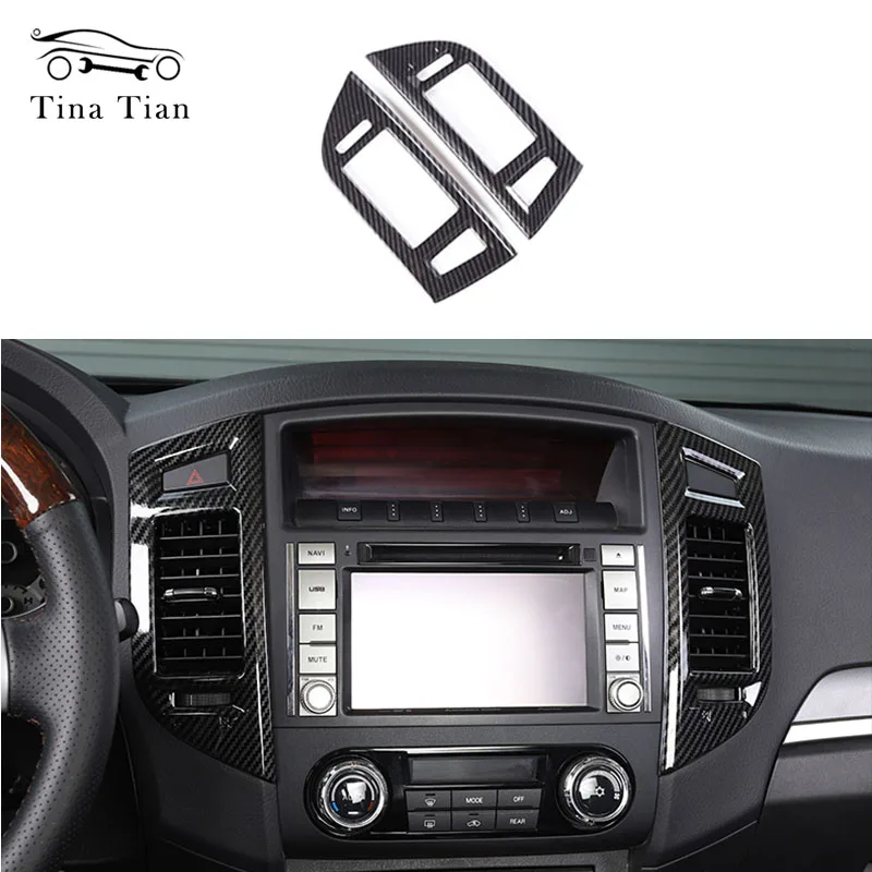 2  pieces Fit For Mitsubishi PAJERO 2007 -2019 Auto parts Carbon fiber color Air Vent Cover