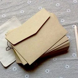 Sobres de papel Kraft clásico de 7x10cm, Mini tarjeta de felicitación, tarjeta de membresía, 10 unidades/lote